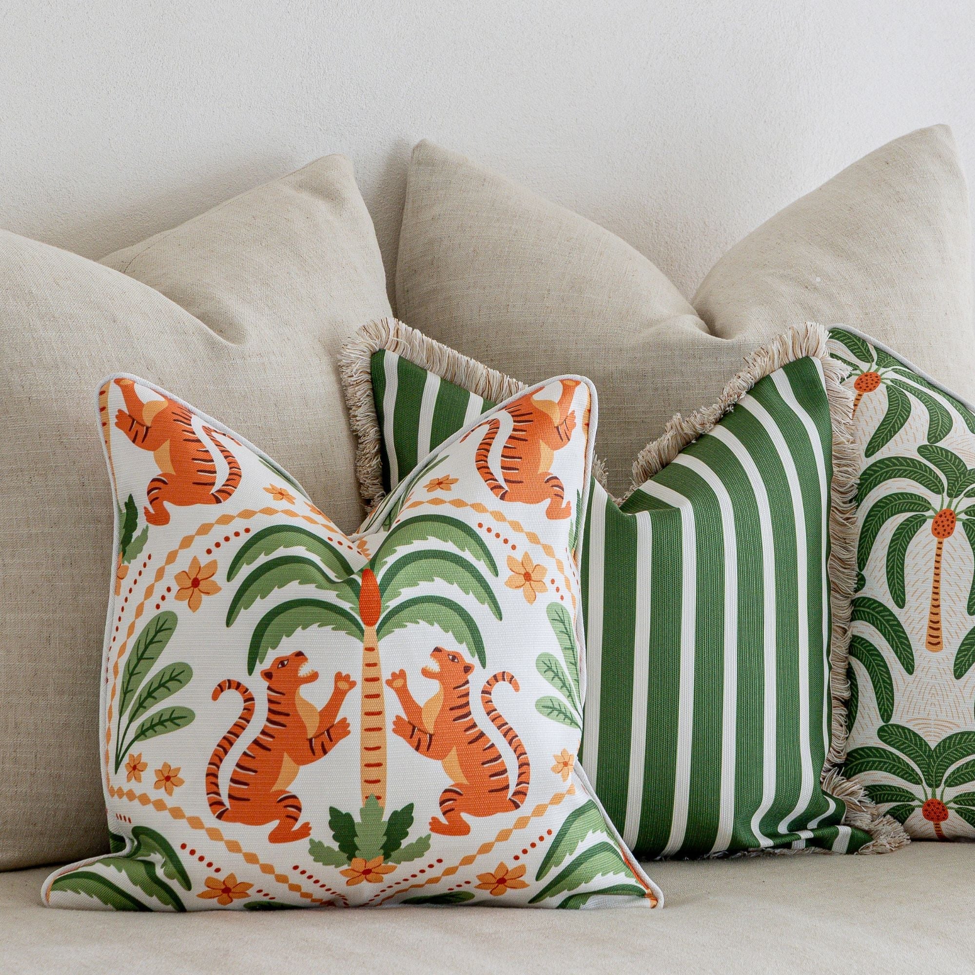 Cushion Cover-With Piping-Tiger Tree White-45cm x 45cm