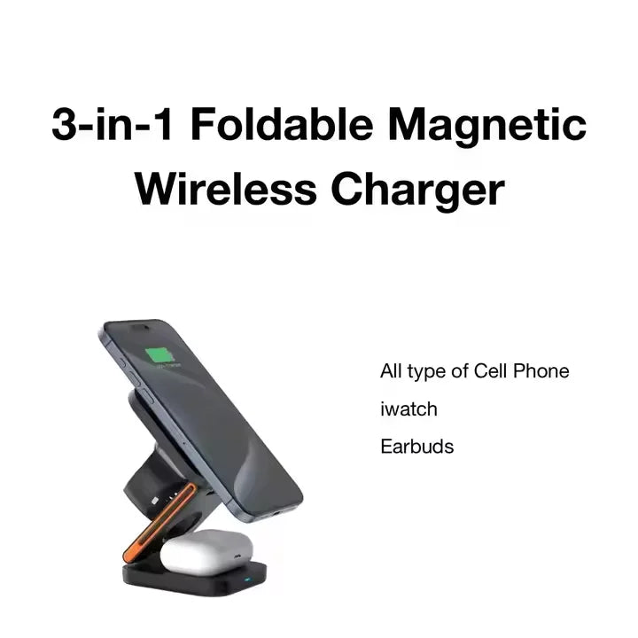 3 in 1 Wireless Charging Station  Charge Phone, Watch & Earbuds on One Sleek Stand