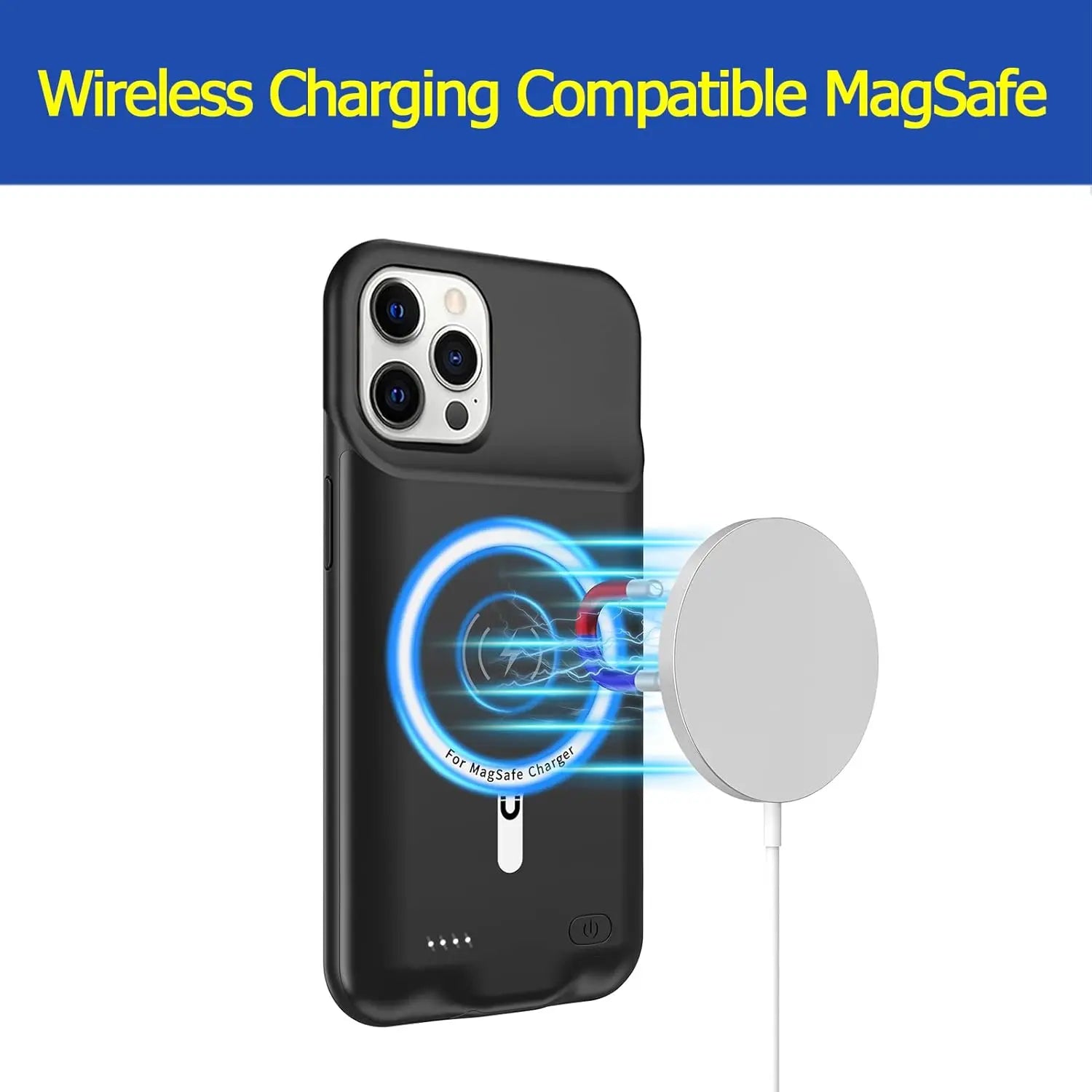 10000mAh Portable Protective Smart Wireless Charging Case For iPhone 12/12 Pro Rechargeable Extended Battery Charger Case