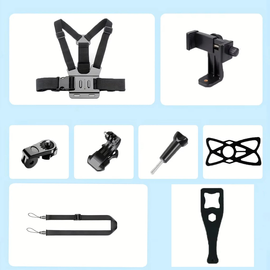 7-in-1 adjustable chest phone stand, suitable for all kinds of mobile phones and action cameras, to record a beautiful life