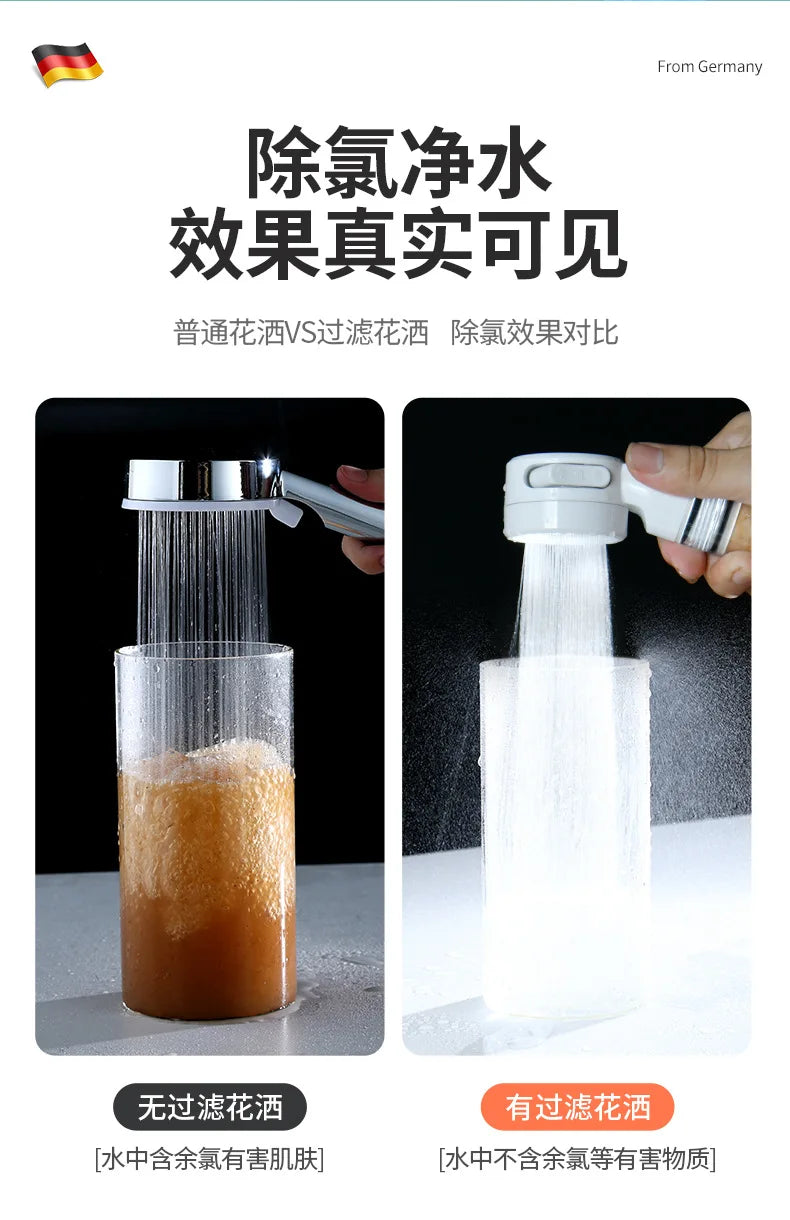 Portable Shower Head for Travel Business Trip 3 Modes High Pressure Spray Nozzles Replace Hotel Shower Mini Bathroom Showerhead