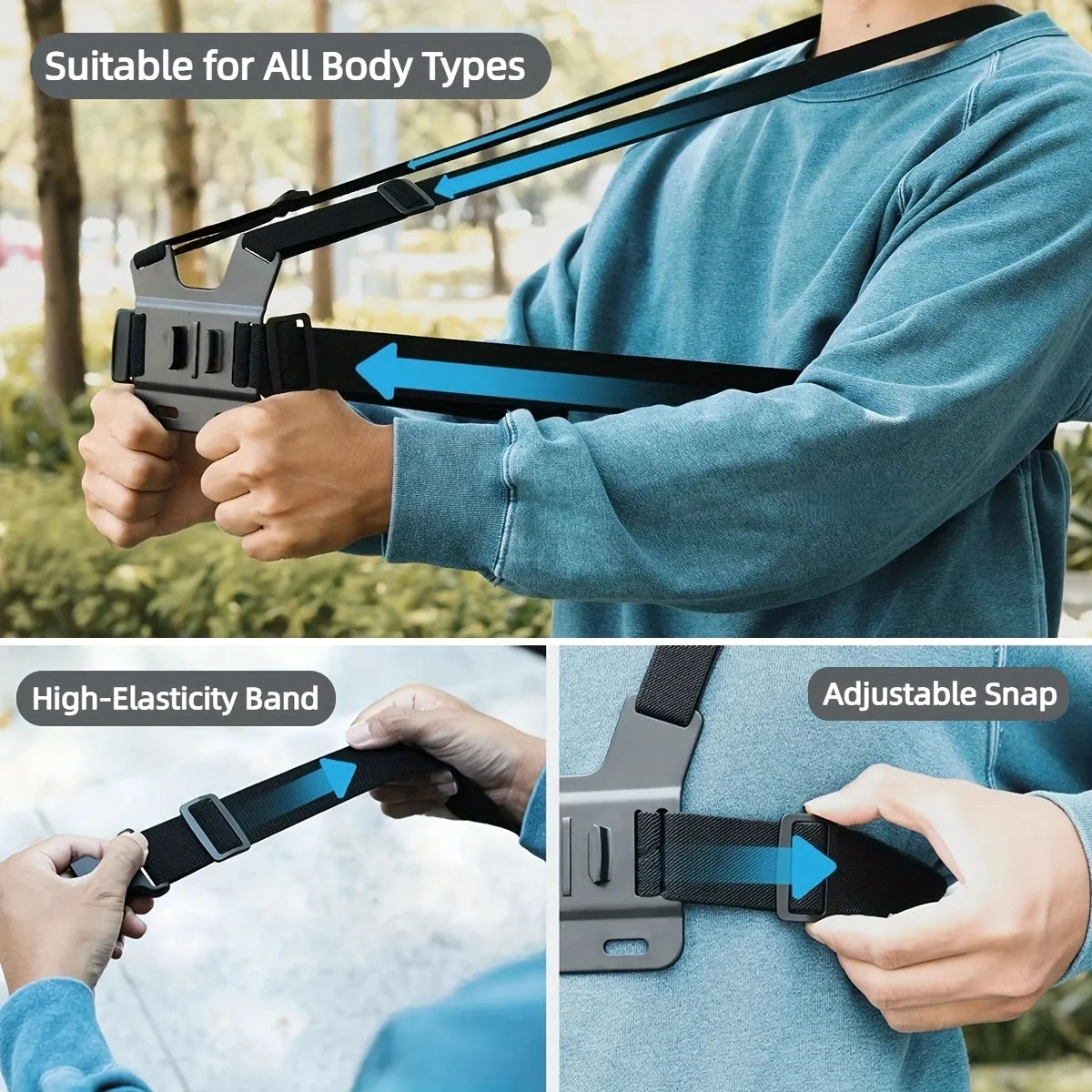 7-in-1 adjustable chest phone stand, suitable for all kinds of mobile phones and action cameras, to record a beautiful life