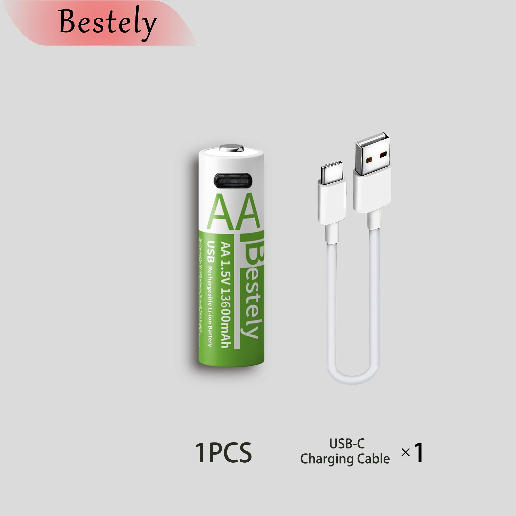 Latest Rechargeable 1.5V AA 13600mAh USB Lithium Battery , Fast Charging Li-ion AA Battery  , 2000 Cycle with USB- C Port Cables