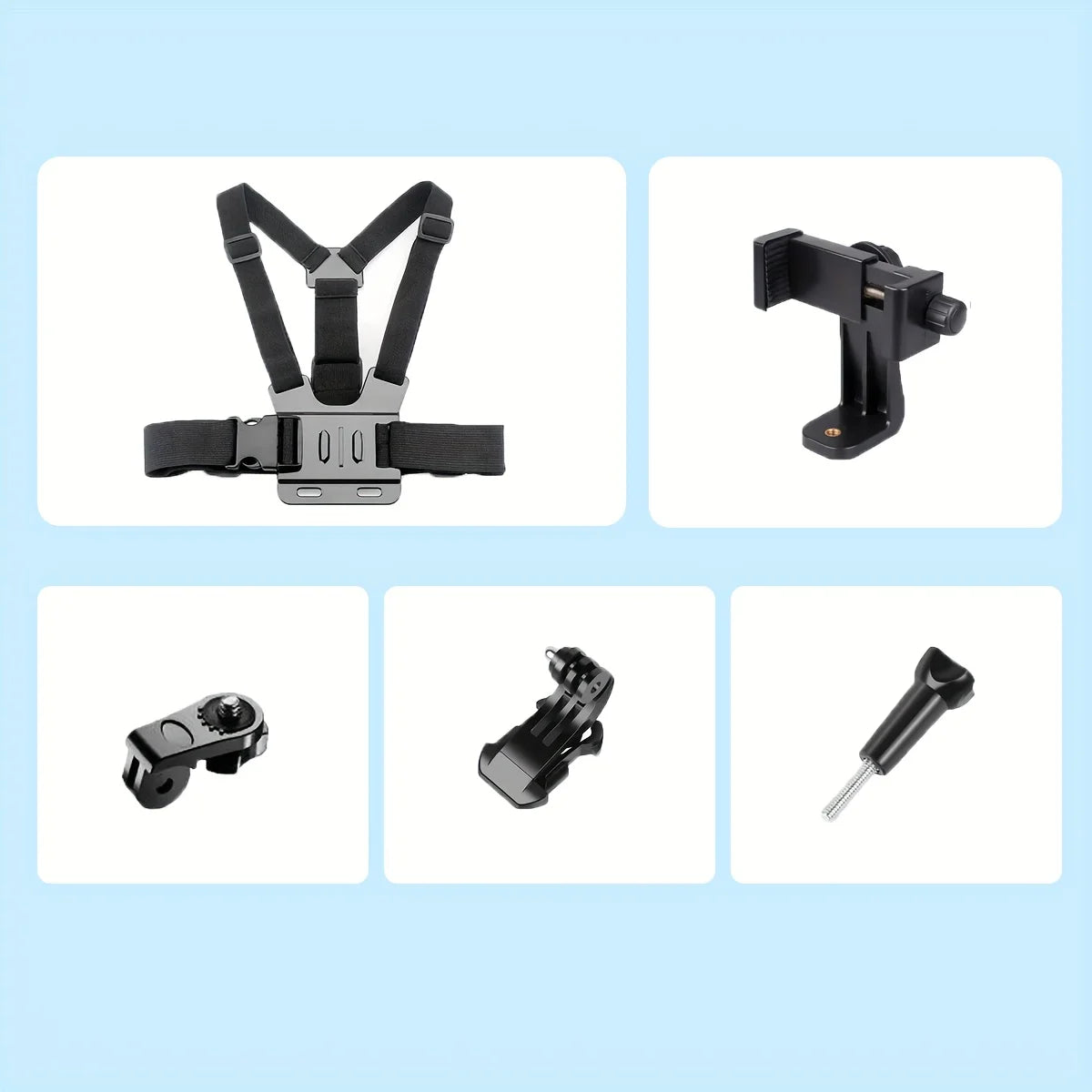 7-in-1 adjustable chest phone stand, suitable for all kinds of mobile phones and action cameras, to record a beautiful life