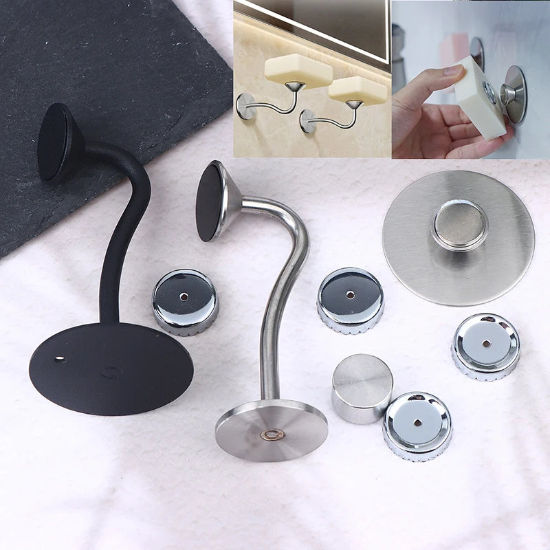 Wall-Mounted Soap Holder, Stainless Steel, Magnetic, No-Drill Installation, Ideal for Bathroom and Kitchen, Drainage Function