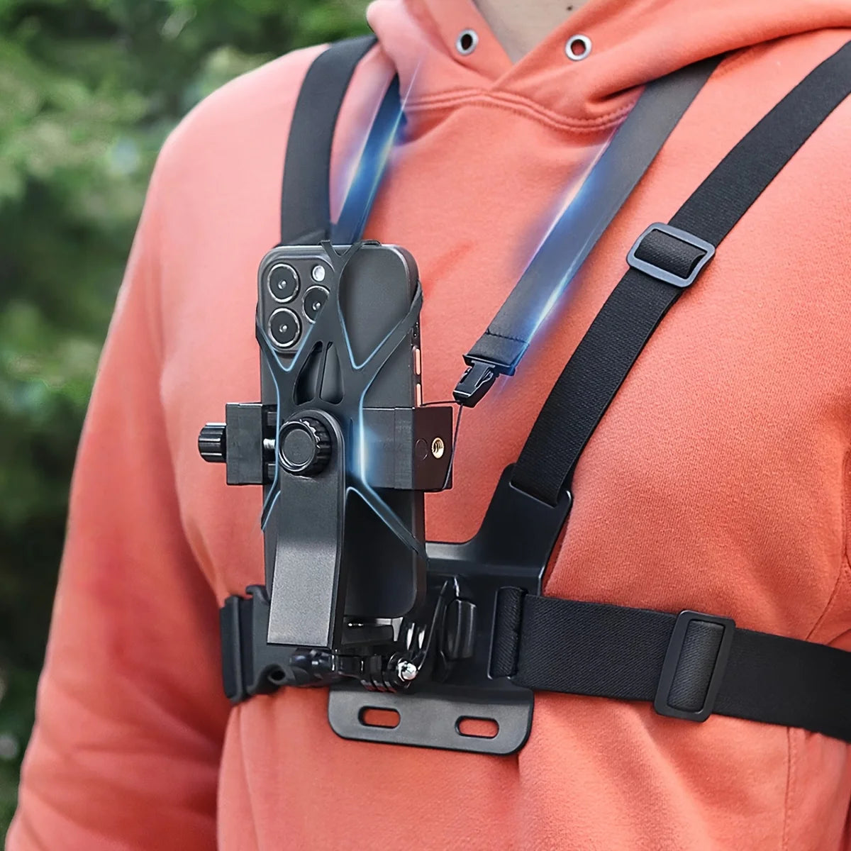 7-in-1 adjustable chest phone stand, suitable for all kinds of mobile phones and action cameras, to record a beautiful life