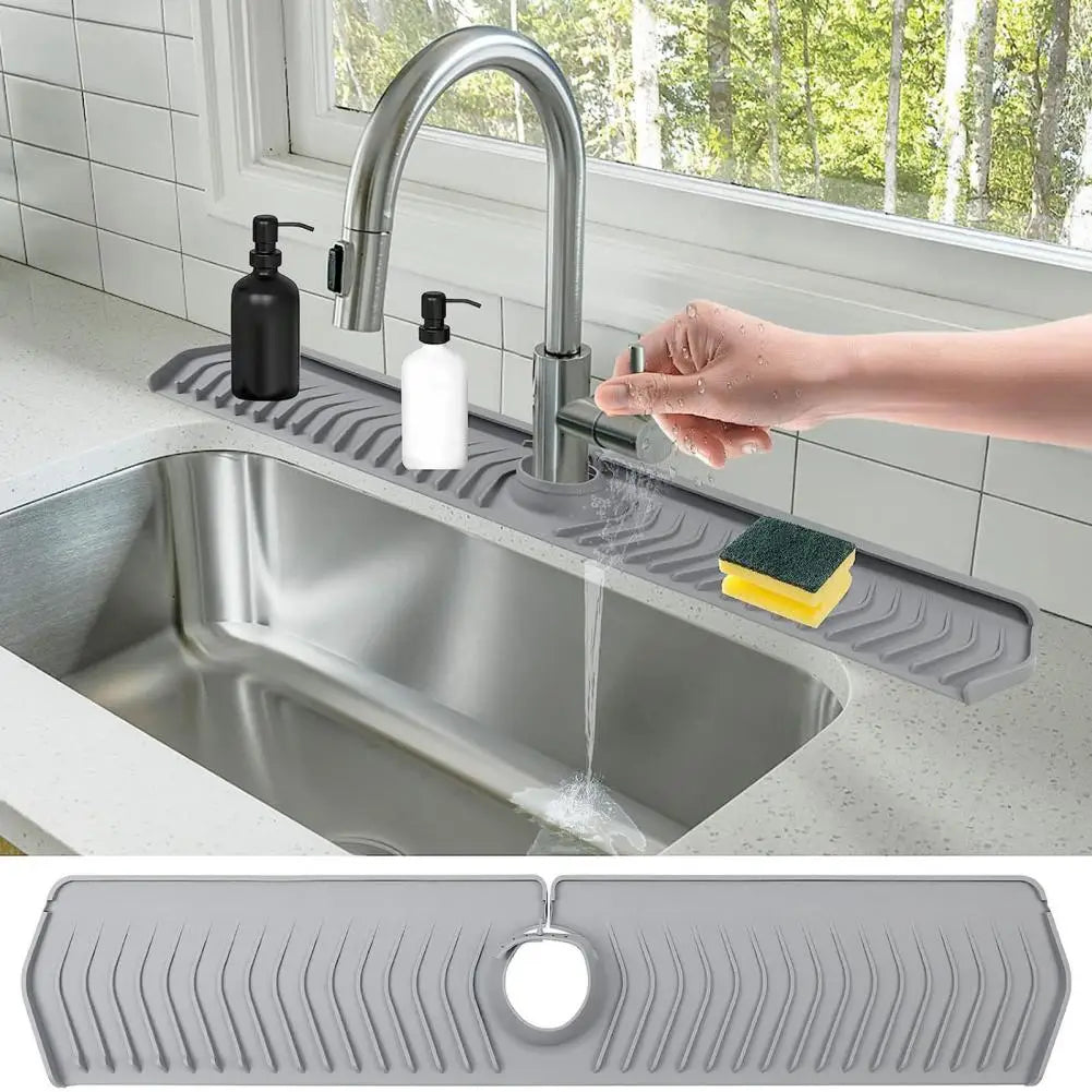 Faucet Drain Pad Easy Installation Convenient Silicone Sink Faucet Drip Catcher Tray Splash Guard Behind Faucet For Home Kitchen