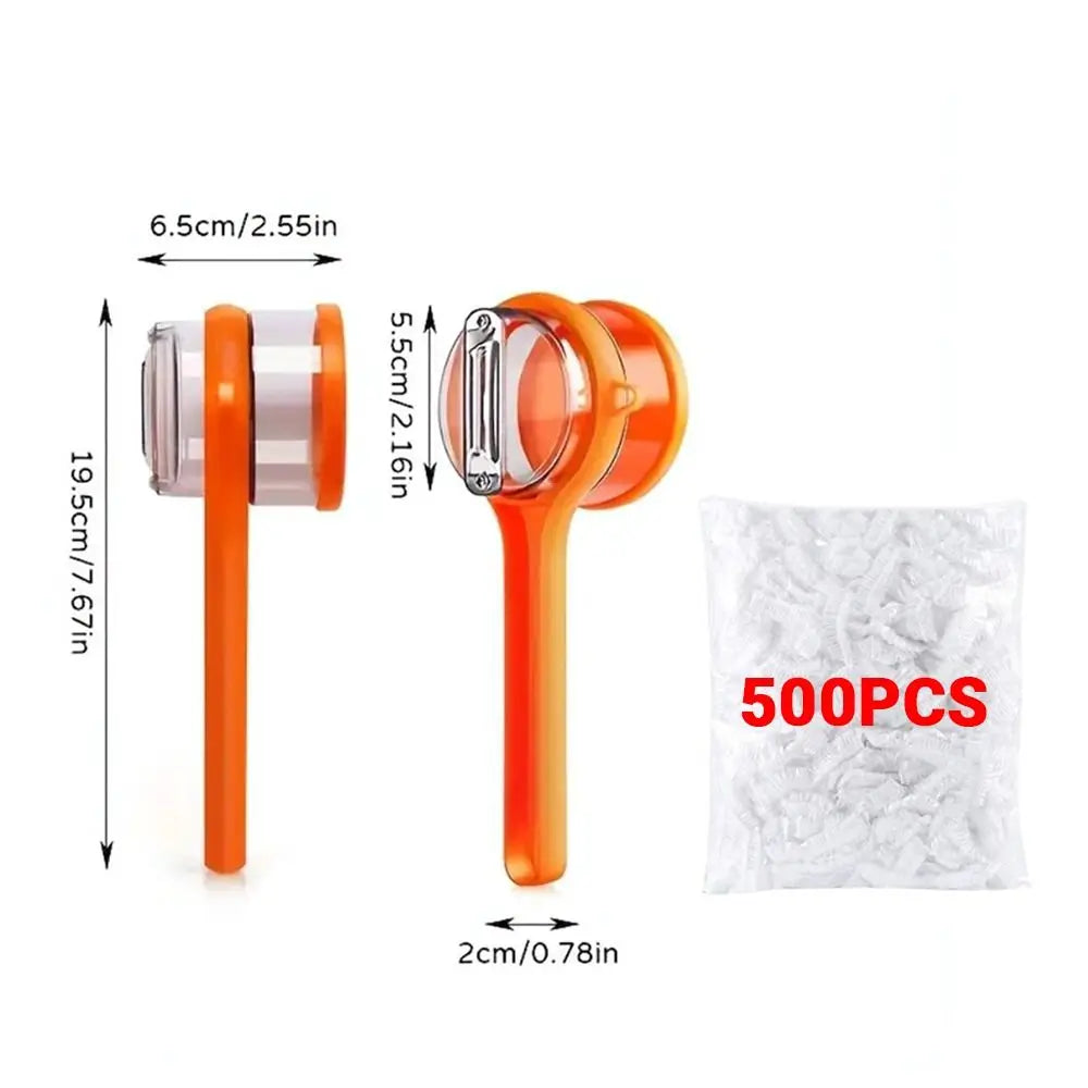 Multifunctional Vegetables Peeling Tool with 500pcs Disposable Food Cover Paring Fruit Peeler with Storage Box Sharp Manual