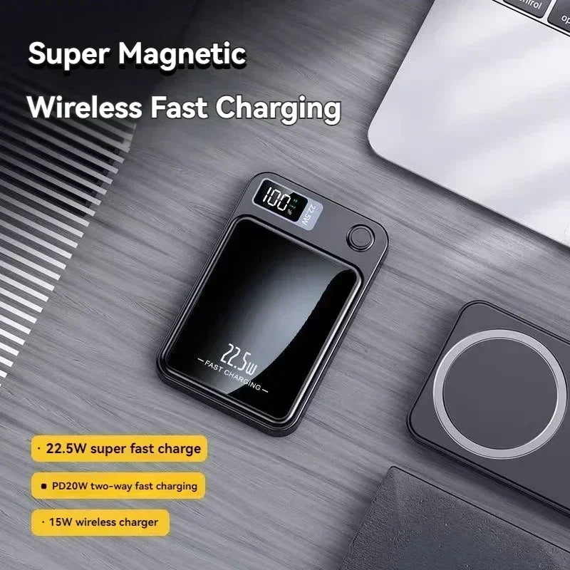 100000mAh Magnetic Wireless Power Bank 22.5W Phone Fast Charger for Magsafe IPhone 15 14 13 12 External Auxiliary Backup Battery