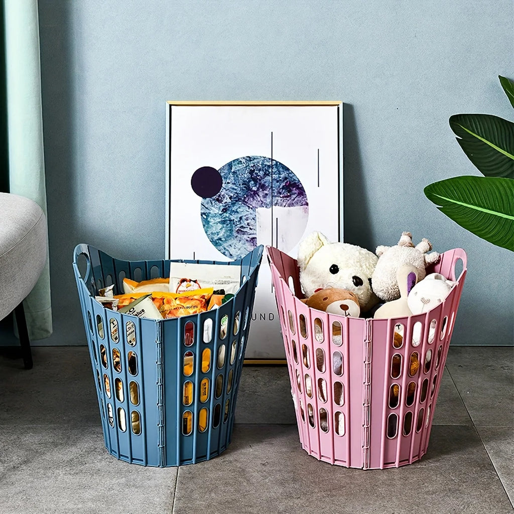 Bohemian style foldable laundry basket with handle - durable plastic rectangular design, breathable and lightweight