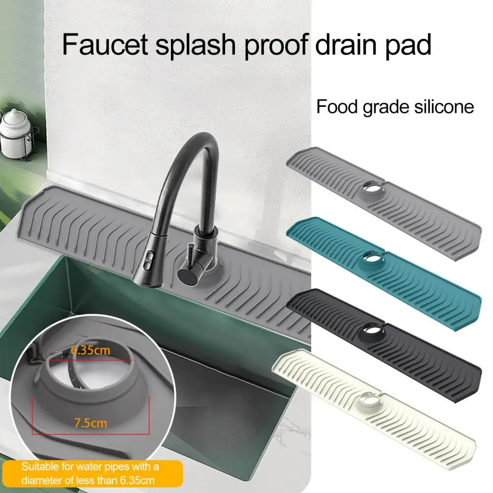 Faucet Drain Pad Easy Installation Convenient Silicone Sink Faucet Drip Catcher Tray Splash Guard Behind Faucet For Home Kitchen